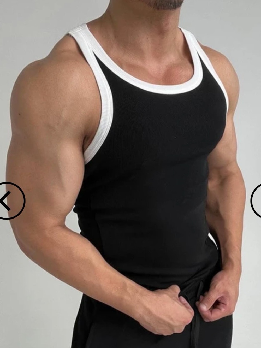 BODY BODY WEAR Tight Sexy White/Black Tank Top - Medium